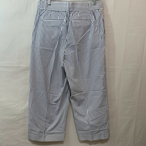 Talbots Women NWT Tie Waist Wide Leg Crop Pants in Blue Stripe Size 10 - Picture 6 of 8